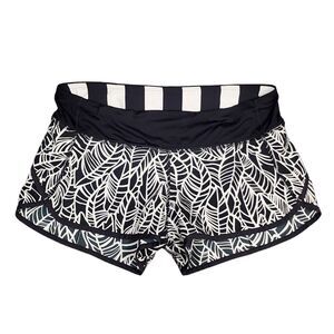 Lululemon Run Speed‎ Short 2-way Stretch Pretty Palm Black Angel Wing Black Sz 6